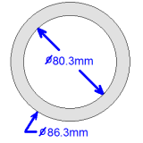 Round tube, 80.3 ID, 3mm Thick, 3m length, unflared for bending